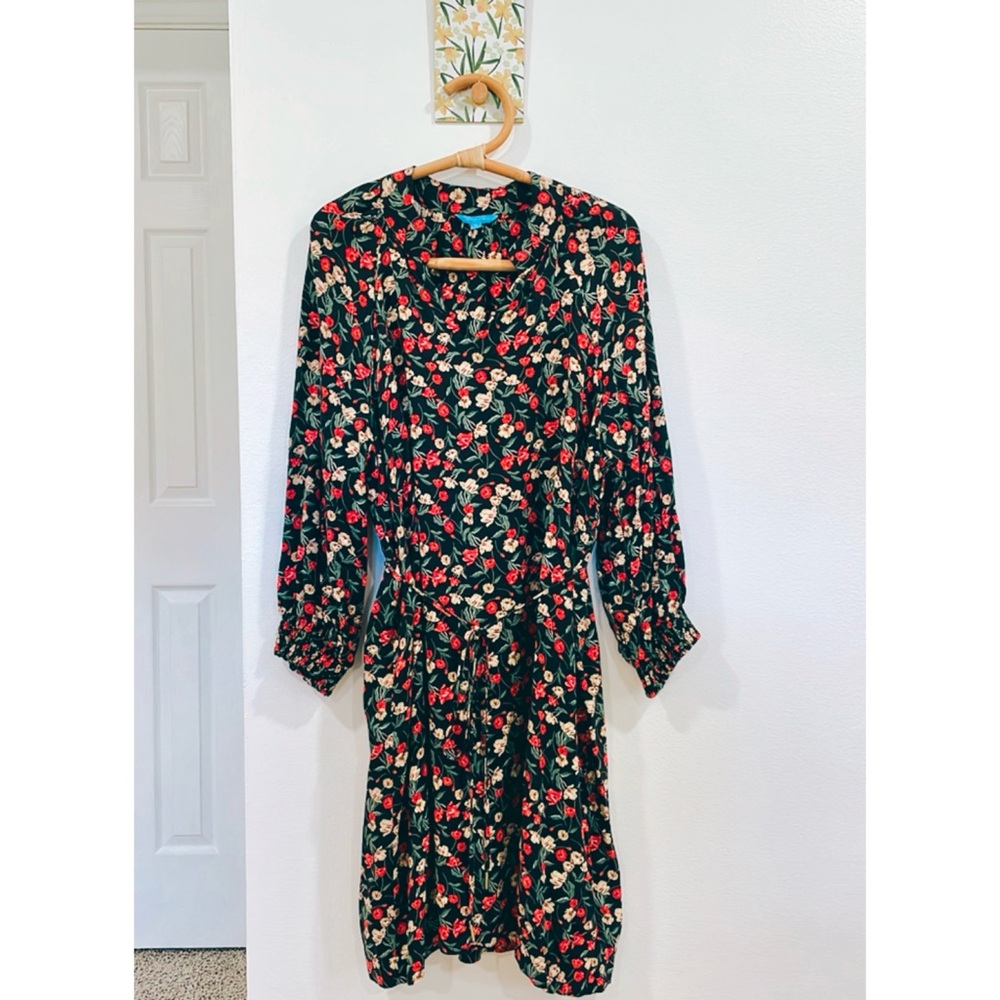 Draper James RSVP | Black & Red Floral Belted Dress